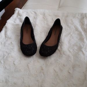 Lucky Brand black fabric lace flats